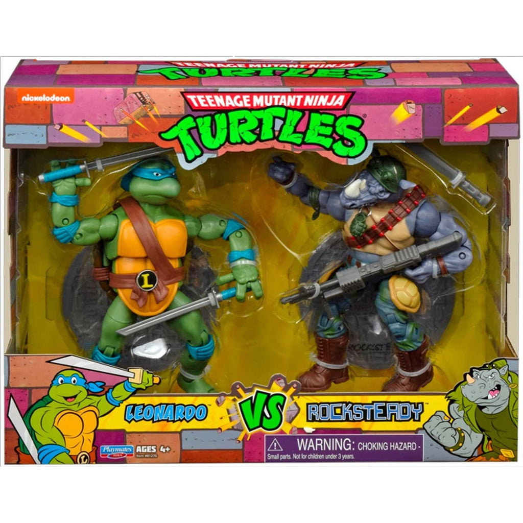 Teenage Mutant Ninja Turtles Leonardo vs. Rocksteady Action Figure Set