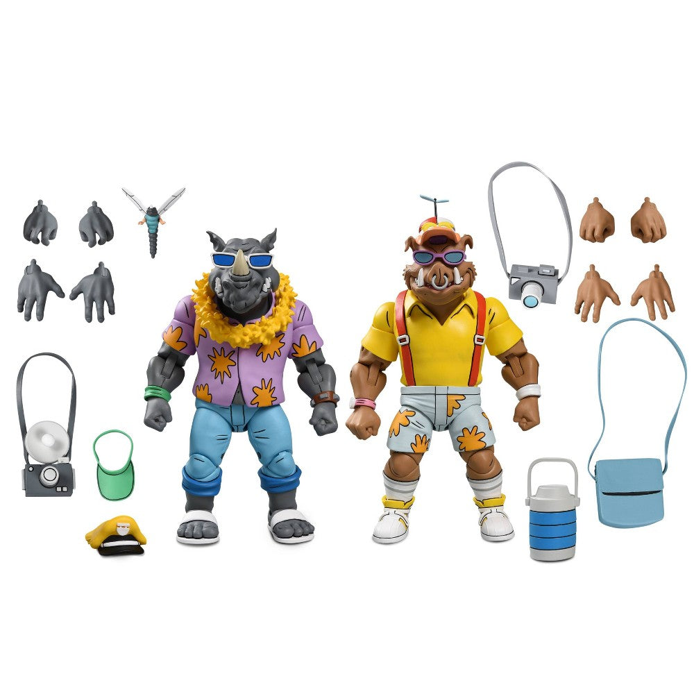 NECA Teenage Mutant Ninja Turtles Cartoon Vacation Bebop and Rocksteady 7" Scale Action Figures - 2pk