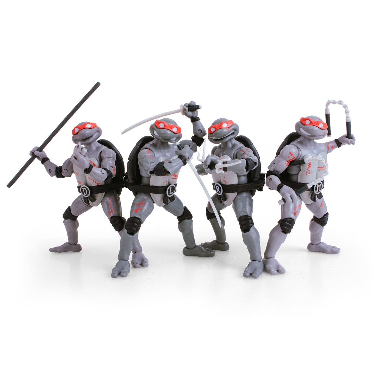 TMNT Black & White Battle Damage - Walmart Exclusive BST AXN Figures 4-Pack